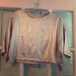 NWT Forever 21 Silver Metallic Crop